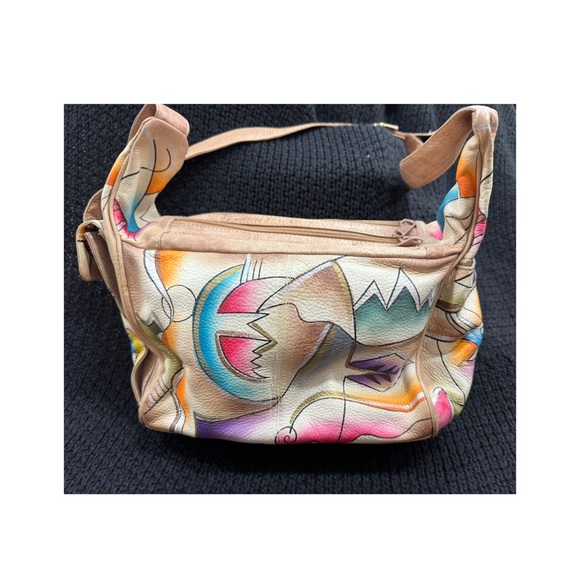 Handbags - Colorful Abstract Hand Painted Leather Bag